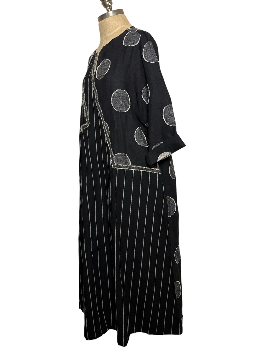 Lagenlook Black White Mixed Print Art to Wear Maxi Dress Eva Trends XL - Picture 6 of 9